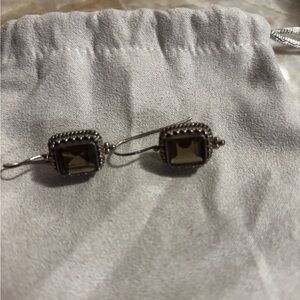 E029XSQ LIMITED .925 Sterling Silver and Smokey Topaz Earrings